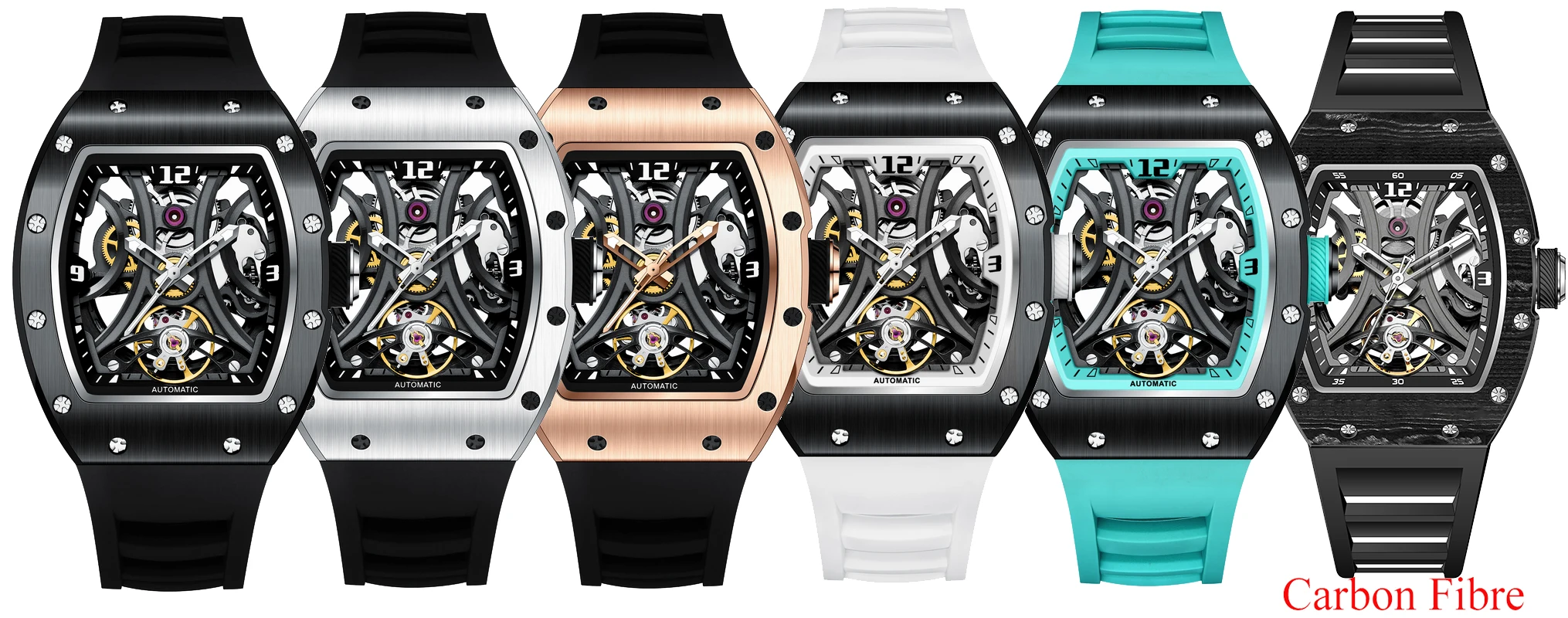 2026 حركة أوتوماتيكية ساعات يد ميكانيكية للرجال تصميم مجوف ساعة مقاومة للماء عالية الجودة شعار مخصص ساعات أوتوماتيكية #6
