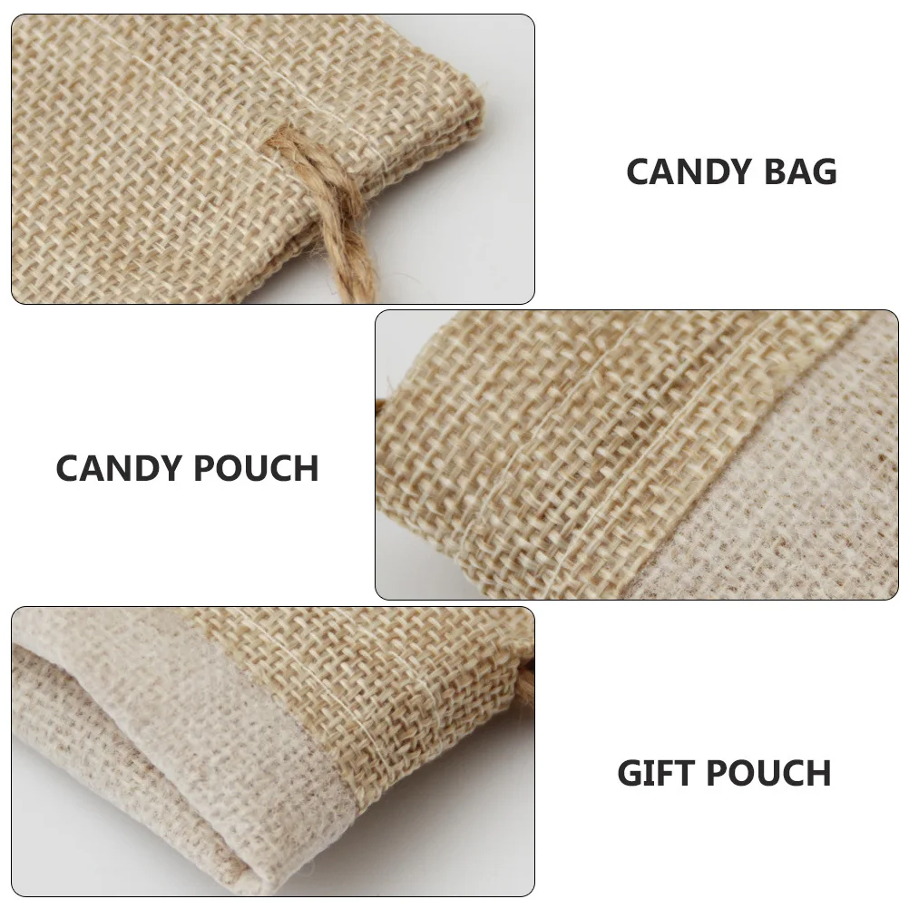 

20Pcs Linen Fabric Candy Bags Drawstring Gift Pouches for Christmas Party Decorations Candy Bag Drawstring Bag