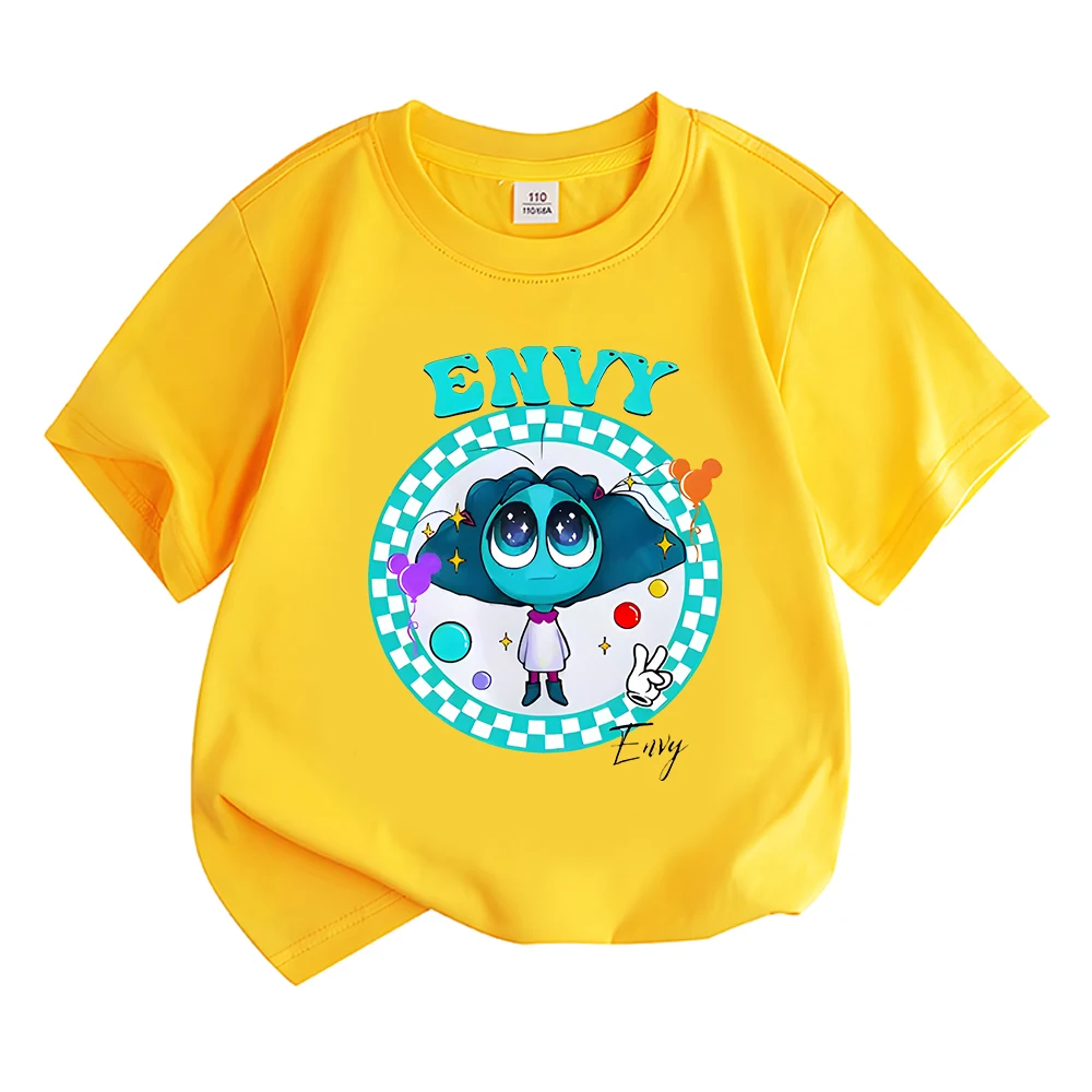 Camiseta de Anime ENVY Inside Out 2, a la moda ropa de algodón, Tops de manga corta de verano de dibujos animados, Camisetas Kawaii informales