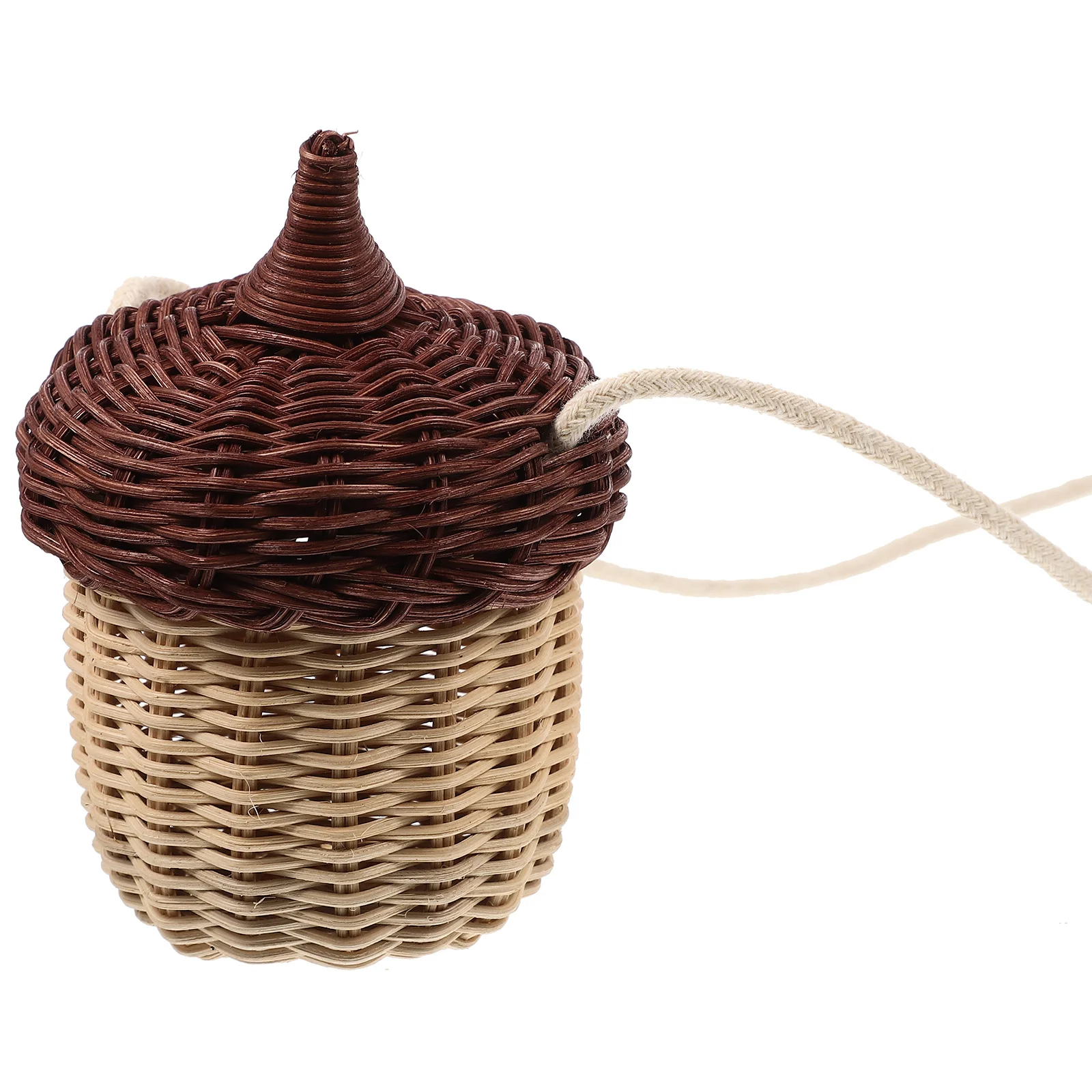 

1Pcs Crossbody Bag Mini Rattan Woven Basket for Acorn Shape Storage Hanging Basket Photo Prop Gift