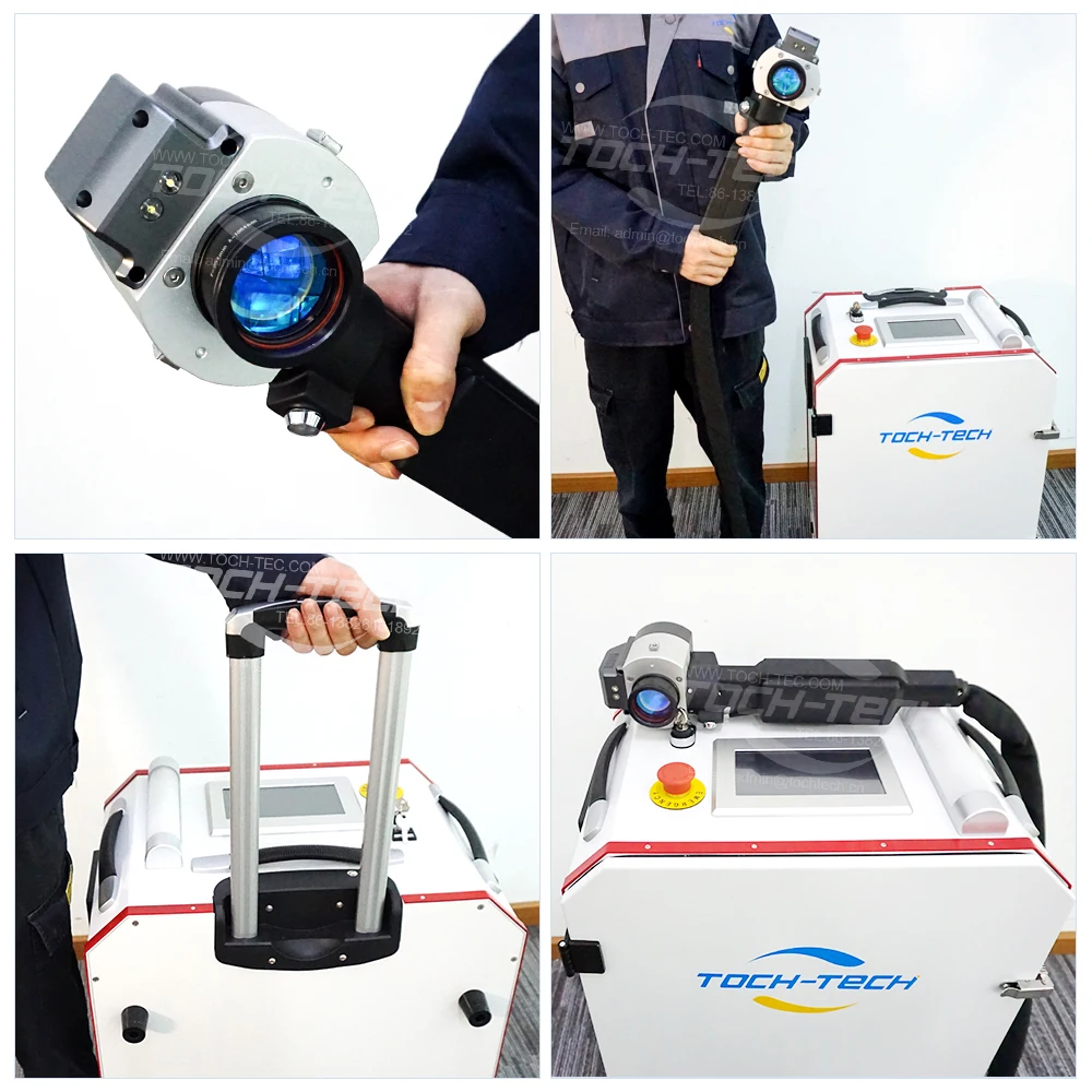 Portable 100w 200W 300w 500w 1000W Pulse Fiber  Cleaning Rust Removal Tool  Cleaner Machine for Metal Rust Oil Paint