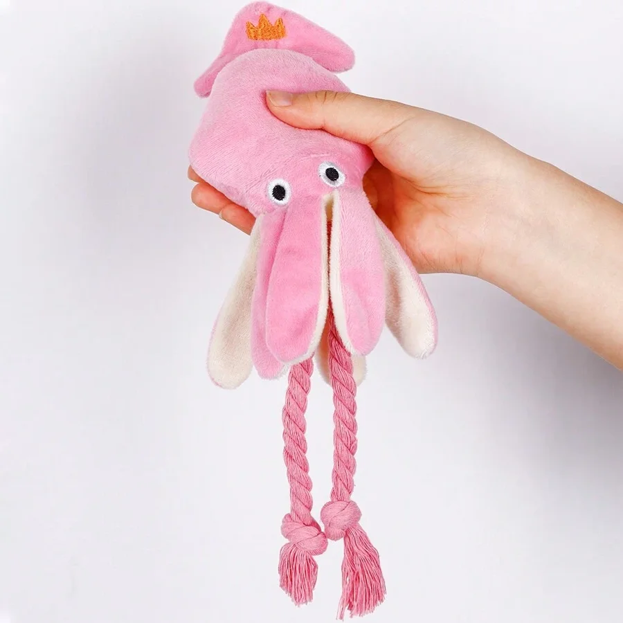 Juguete peluche pulpo chirriante perro mini: duradero salud dental - imagen 4