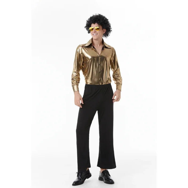 골드 빈티지 70's 디스코 커플 의상 성인 80's 히피 의상 정장 남성 여성 음악 축제 파티 의상 코스프레
