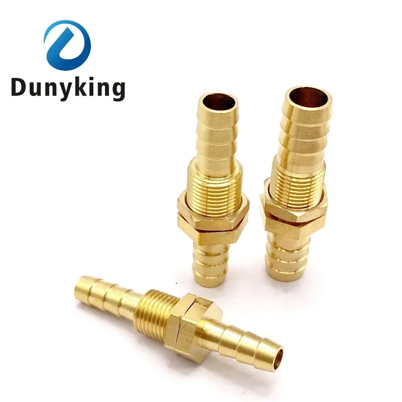 Pipe  6 8 10 12 14 16mm Hose Barb Bulkhead Brass Barbed Tube Pipe Fitting Coupler Connector Adapter For Fuel Gas Water Copper