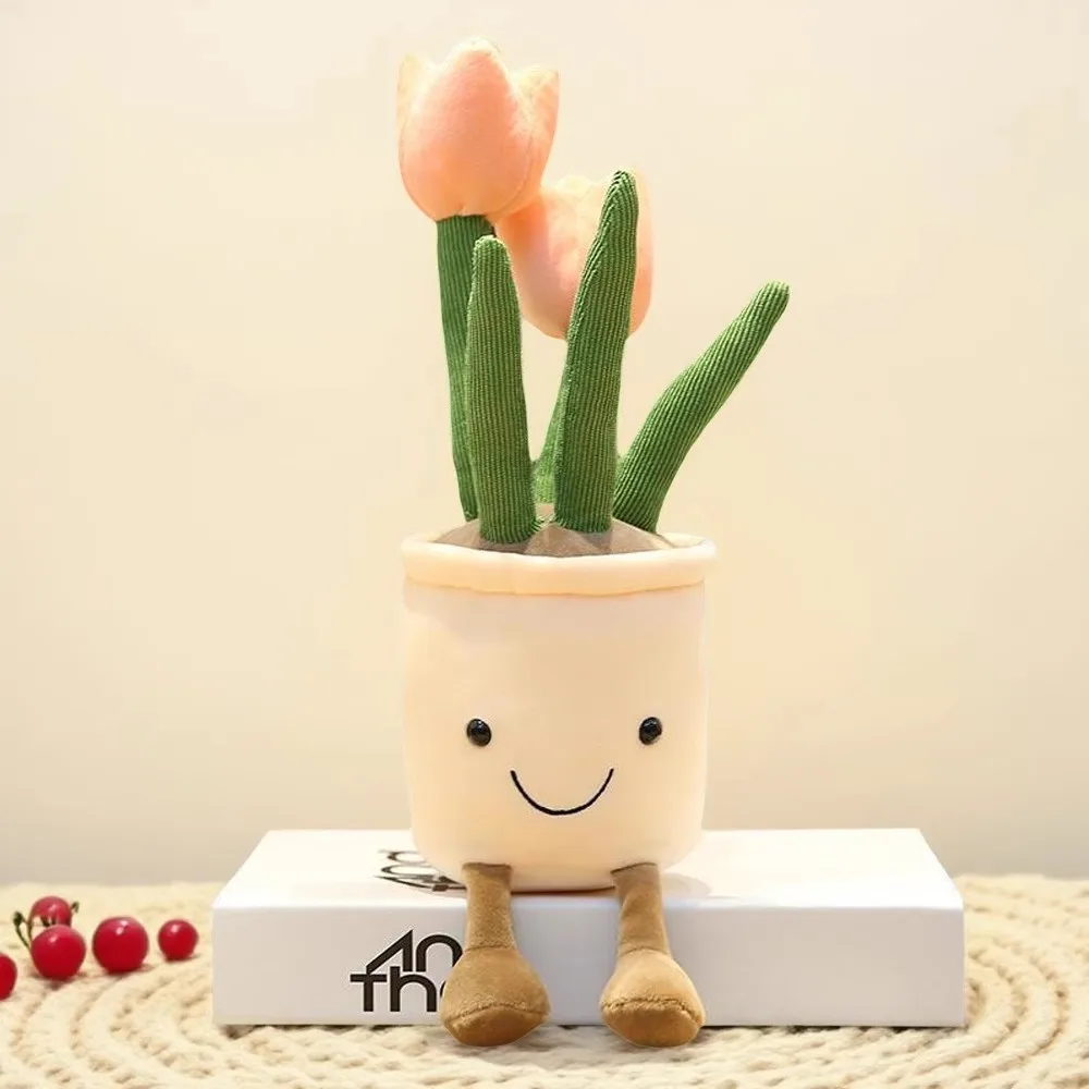 نباتات التوليب العصارية ألعاب محشوة قطيفة لينة ديكور المنزل دمية الإبداعية بوعاء الزهور وسادة للأطفال هدية عيد ميلاد