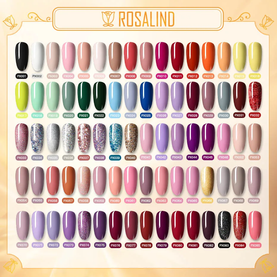 ROSALIND 6ML Gel Nail Polish Base Top Coat Semi Permanent Varnishes Hybrid Manicure Nails Art Nude Series For Nail Gel Polish