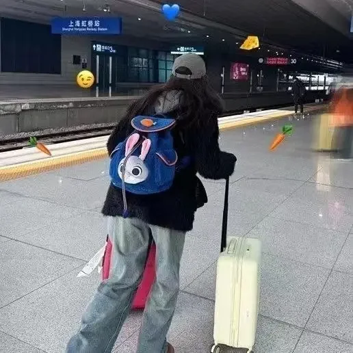 2025 New Zootopia Judy Rabbit Ears Backpack Cute Large Face School Bag for Teen Girls Students Kawaii Gift Shoulder Bag