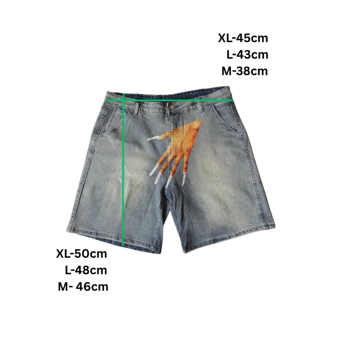 Harajuku Hip Hop Niebieskie Szerokie Szorty z Nadrukiem Damskie 2026 Nowa Moda Uliczna Y2k Jeansy Gotyckie Spodnie Dresowe Szorty Jeansowe Odzież Damska