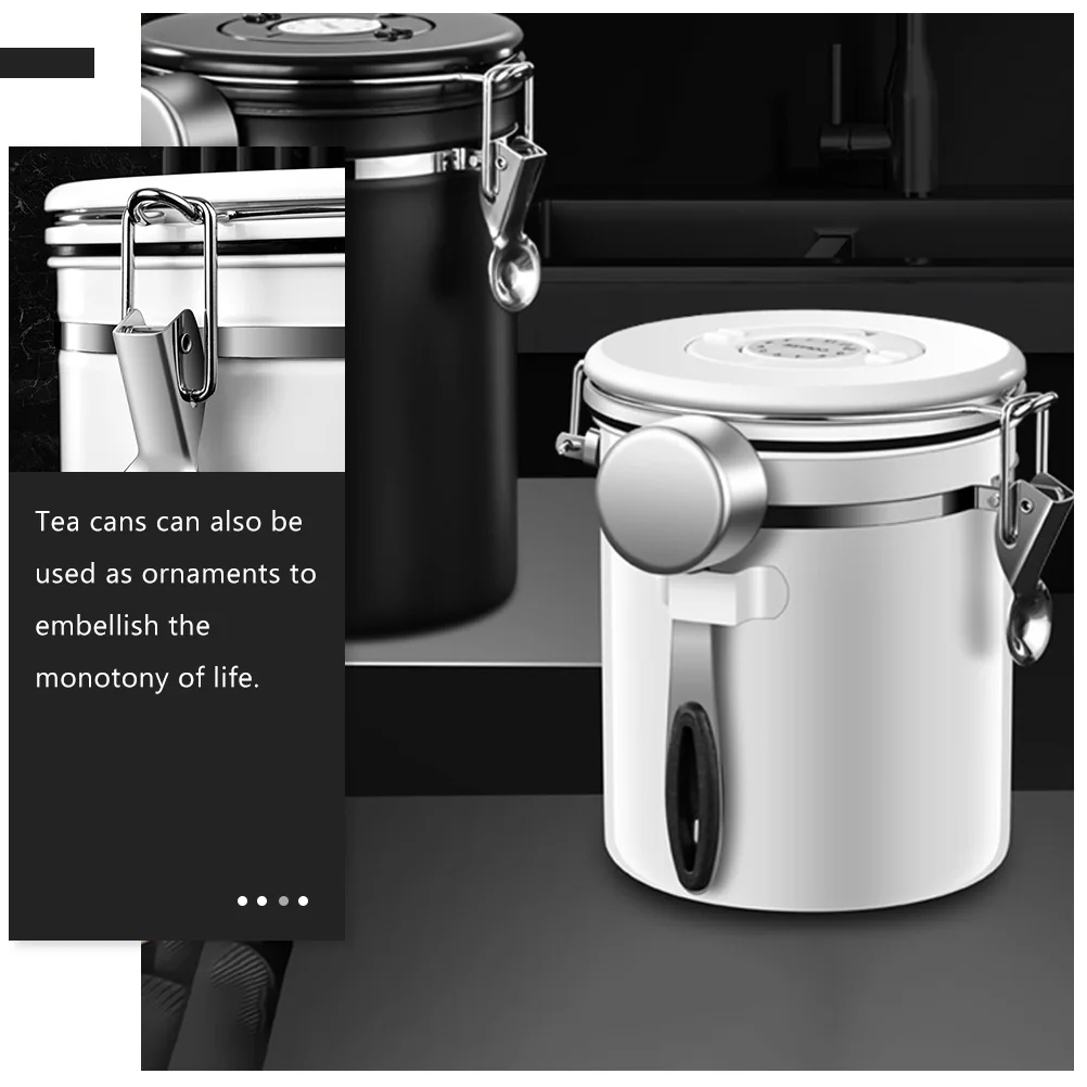 

1 Set Stainless Steel Airtight Coffee Bean Tea Canister Jar For Home Kitchen Storage Container Sugar Decorative Tea