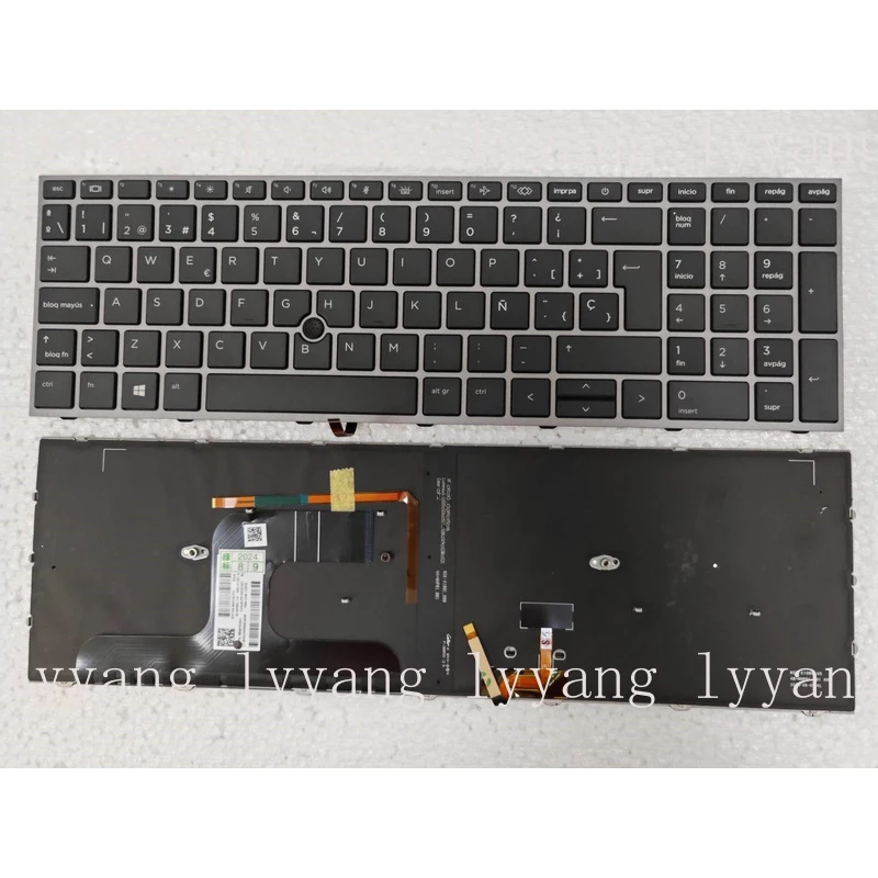 f  Laptop Keyboard for HP Zbook Fury 17 G7 17 G8 Spanish Backlit Pointer Gray Frame