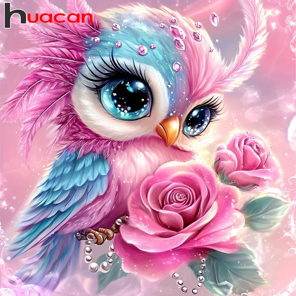 Huacan 5D DIY Diamantmalerei Eule Rose Diamant-Mosaik Tier Blume Neu 2026 Bild aus Strasssteinen