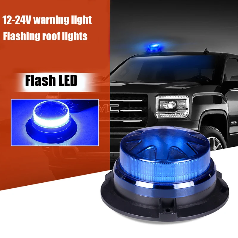 Magnetische Basis LED Blau Notfall Strobe Licht Auto Polizei Dach Blinkende Gefahr Warnlicht 12V/24V fahrzeug Sicherheit Leuchtfeuer Lampe