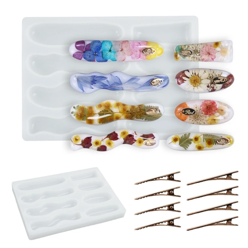 Women Irregular Hair Pin Casting Molds Hair Clip Silicone Molds DIY Jewelry Bookmarks Epoxy Resin Molds Hair Accessories Mold