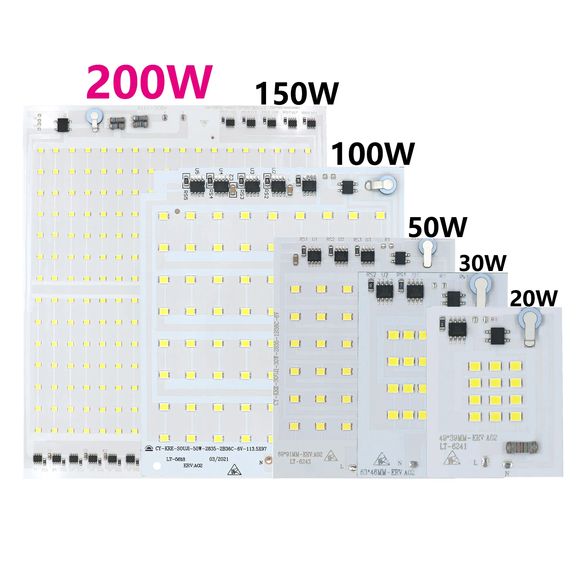 LED Lamp Chips 220V SMD Bulb 2835 Smart IC Led Light Input 10W 20W 30W 50W 100W 150W 200W For Outdoor FloodLight Cool white