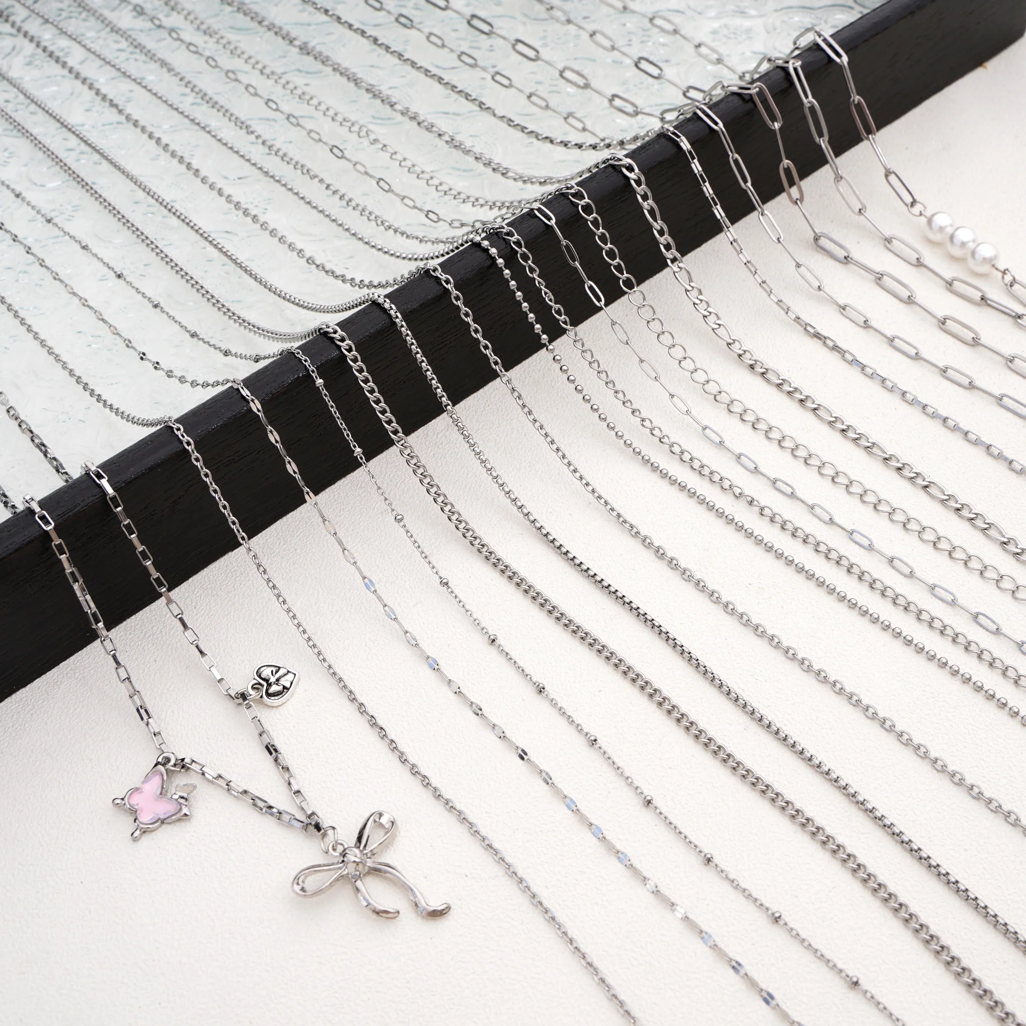 

1M Stainless Steel Chains 1.5-4mm Silver Assorted Styles Anti-Tarnish for DIY Jewelry Making Necklace Bracelet Anklet Durable