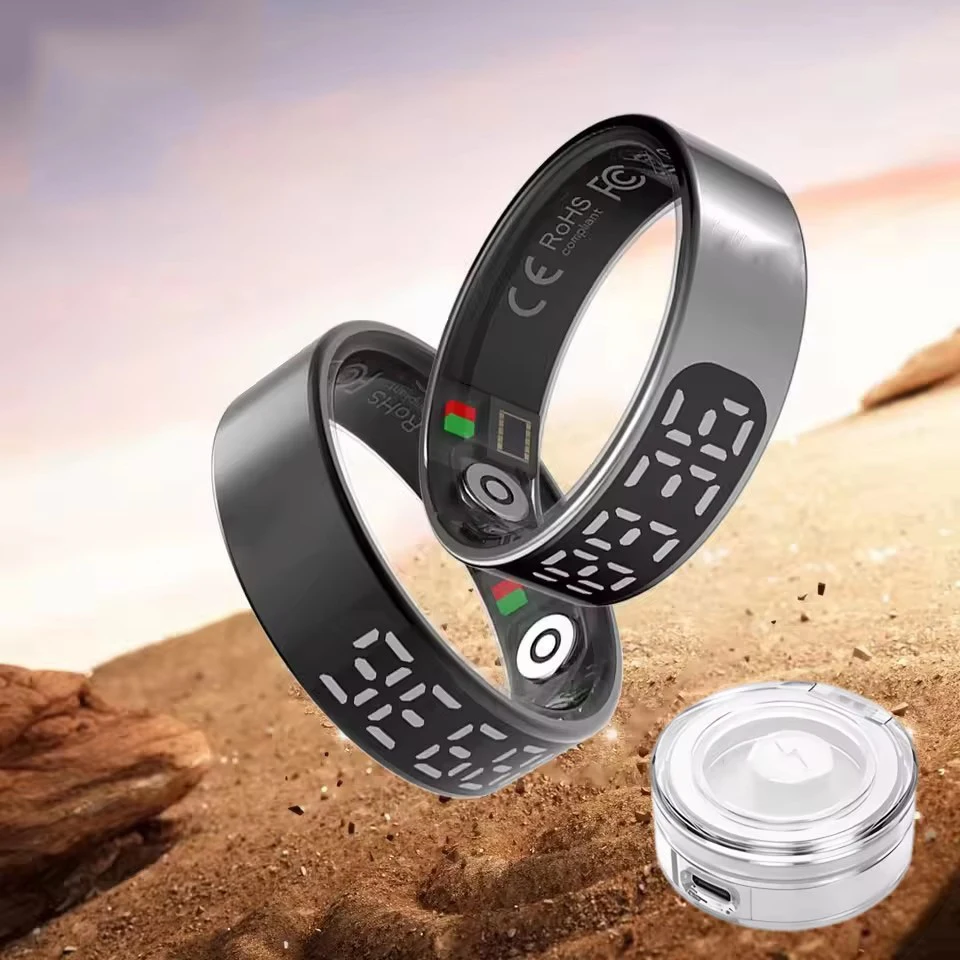 

New Smart Ring Digital Display 5ATM Waterproof Heart rate&Sleep&Health Monitoring Multisports Fashion Ring For Men Women
