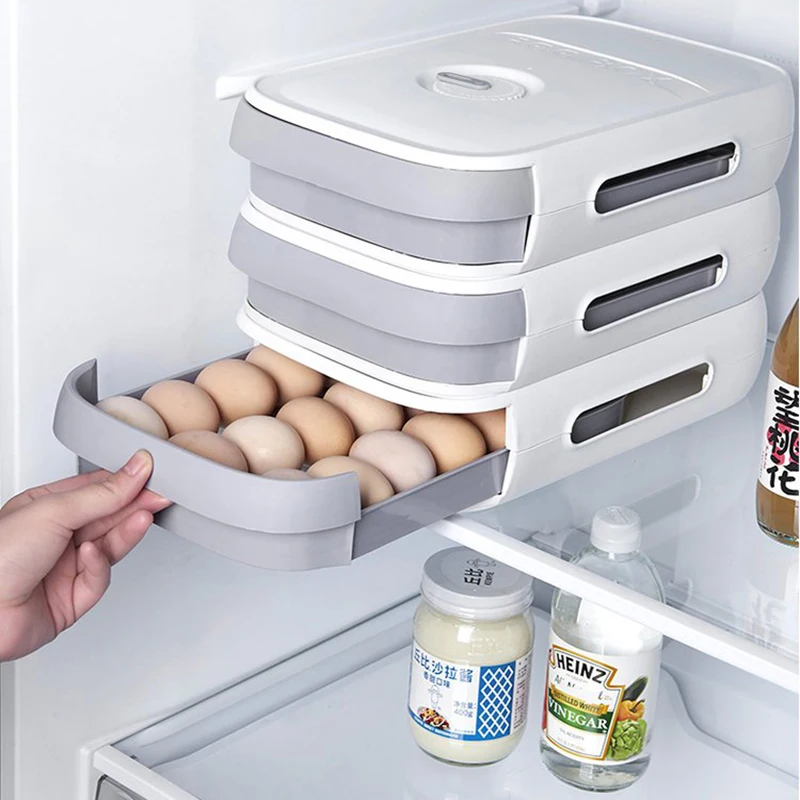 Egg Storage Container for Refrigerator Drawer Type Eggs Tray Fridge Organizer Food Containers Holder Plastic Kitchen Accessories