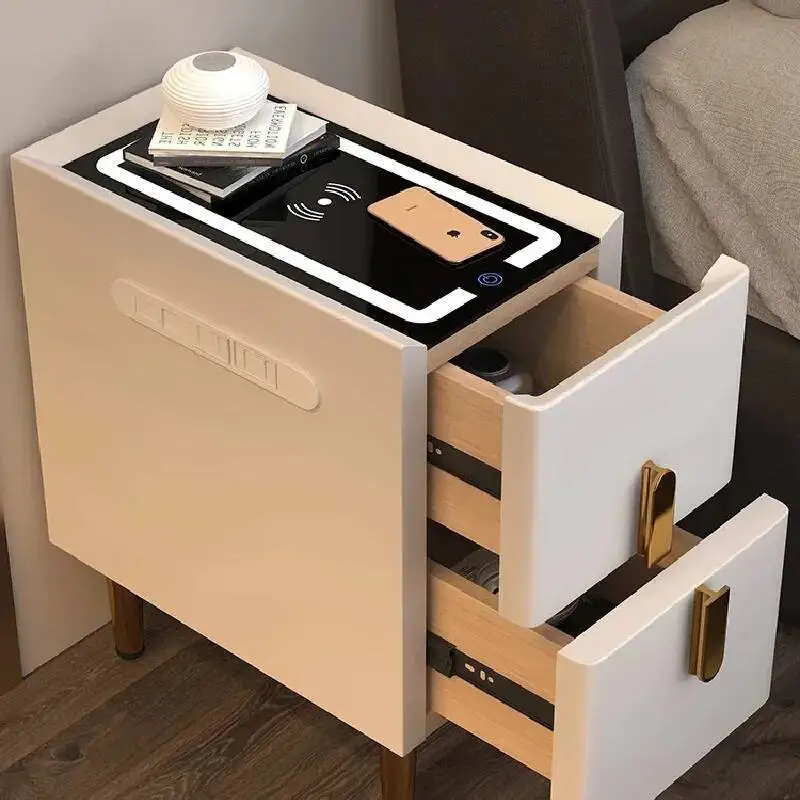 

Mobile Smart Mesa Dressers Lateral Bedside Table Salon Modern Cabinets Nightstands Coffee Table De Chevets Apartment Furniture