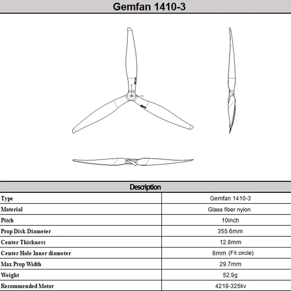 

2 Pairs Gemfan 1410 Propellers - 14inch 3-Blade Glass Fiber Nylon for RC FPV Cinelifter Long Range Drone DIY Parts (CW&CCW)