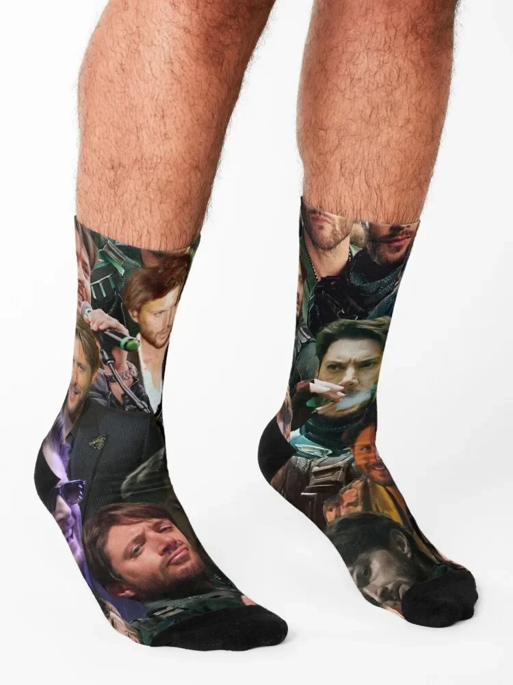 جوارب Jensen Ackles Photo Collage 2 جوارب للرجال هدية مضحكة على الموضة اليابانية جوارب قصيرة للرجال والنساء