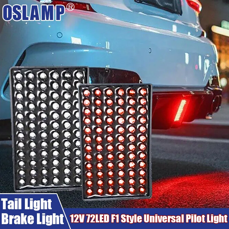 Luces traseras LED para coche, alerón difusor trasero Universal para vehículo BMW/Benz/VW, estilo F1 de 12V, 72LED, lámpara de señal de luz de freno