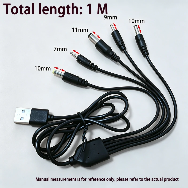 Universal USB to DC Multi-Tip Charging CableMicro USB/Type-C Multi-functional Power Cord for Router, LED, Camera