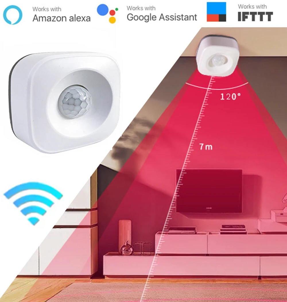 

Tuya Wifi Motion Sensor Detector Pir Movement Inductor Wireless Smart Life Home Auto Security System Anti-thief Moving Sensor