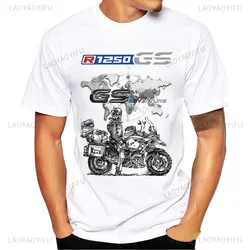 Motorcycle O-Neck Printed T-Shirt Short Sleeve Cotton Tee Case for R1200GS R1250 GS Adventure TShirt Overlander Ride Travel Tops