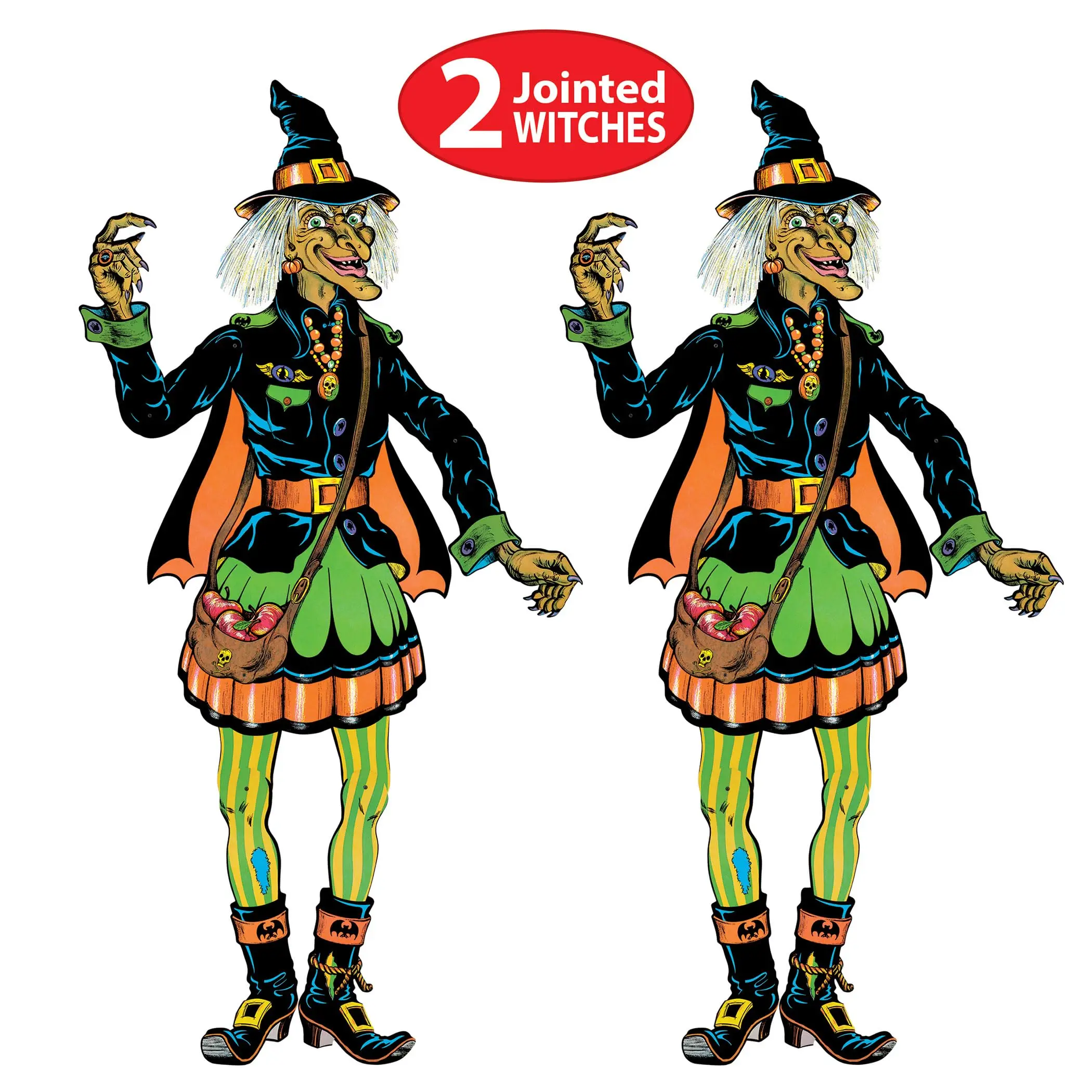 Beistle Vintage Halloween Jointed Witch, Spooky Season Wall Decoration, Classic Décor for Haunted Houses and October Seasonal Displays, 57”