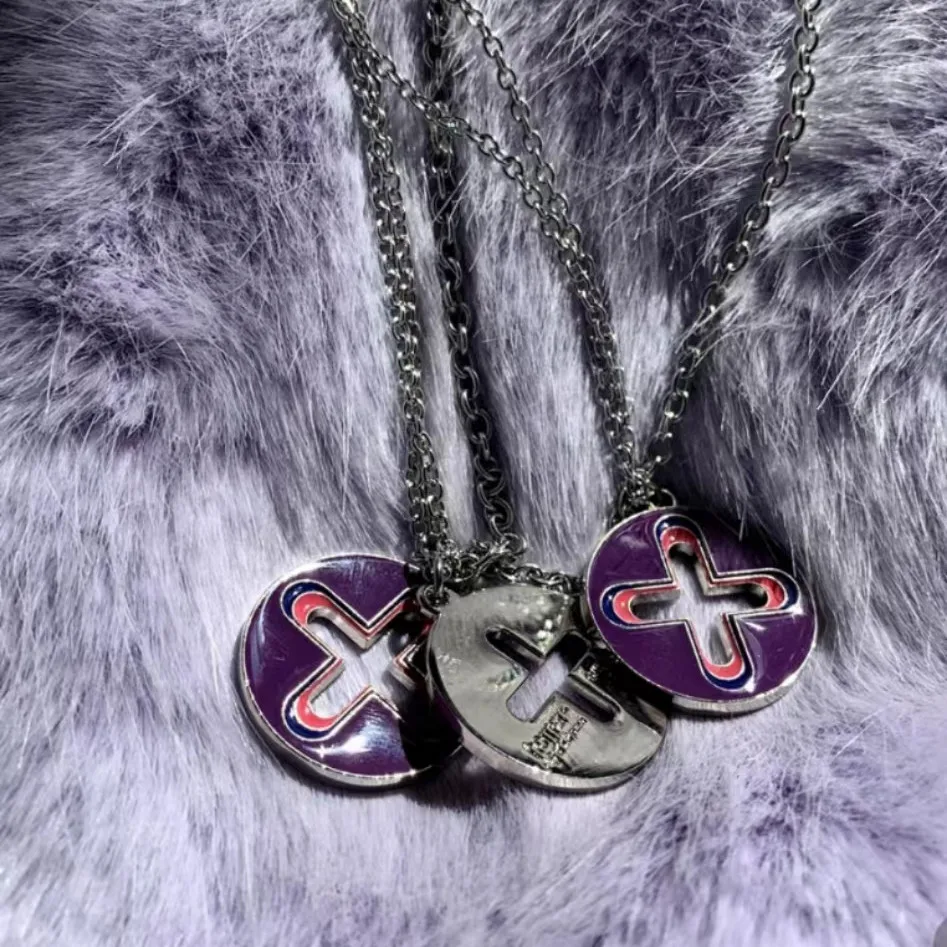 Neue Trendy Marke Kreuz Runde Marke Tropft Öl Anhänger Halskette Hip Hop Nische Design Persönlichkeit Net Rot Gleiche Halskette – Detail 3
