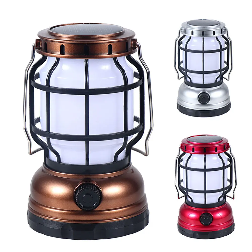 Solar Powered Camping Light Retro Kerosene Lamp Flame Light Portable Lantern USB Rechargeable Outdoor Indoor Nightlights