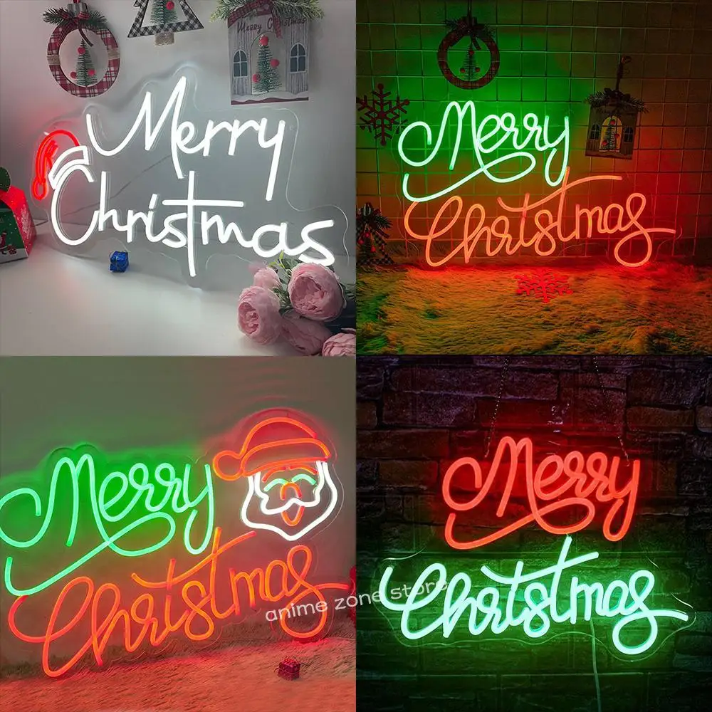 Merry Christmas Neon Lights Adjustable lighting USB Red Green White Acrylic Neon Sign for Christmas New Year Wall Decorat 2024