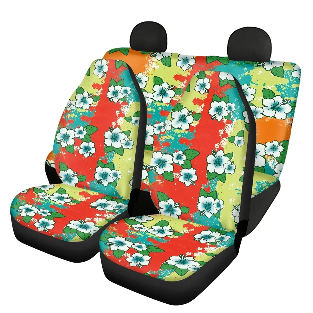 

Car Seat Covers Polynesian Hibiscus Flower Full Set Vehicle Seat Protector Comfortable Sedan Front/Back Seat Cushion Soft