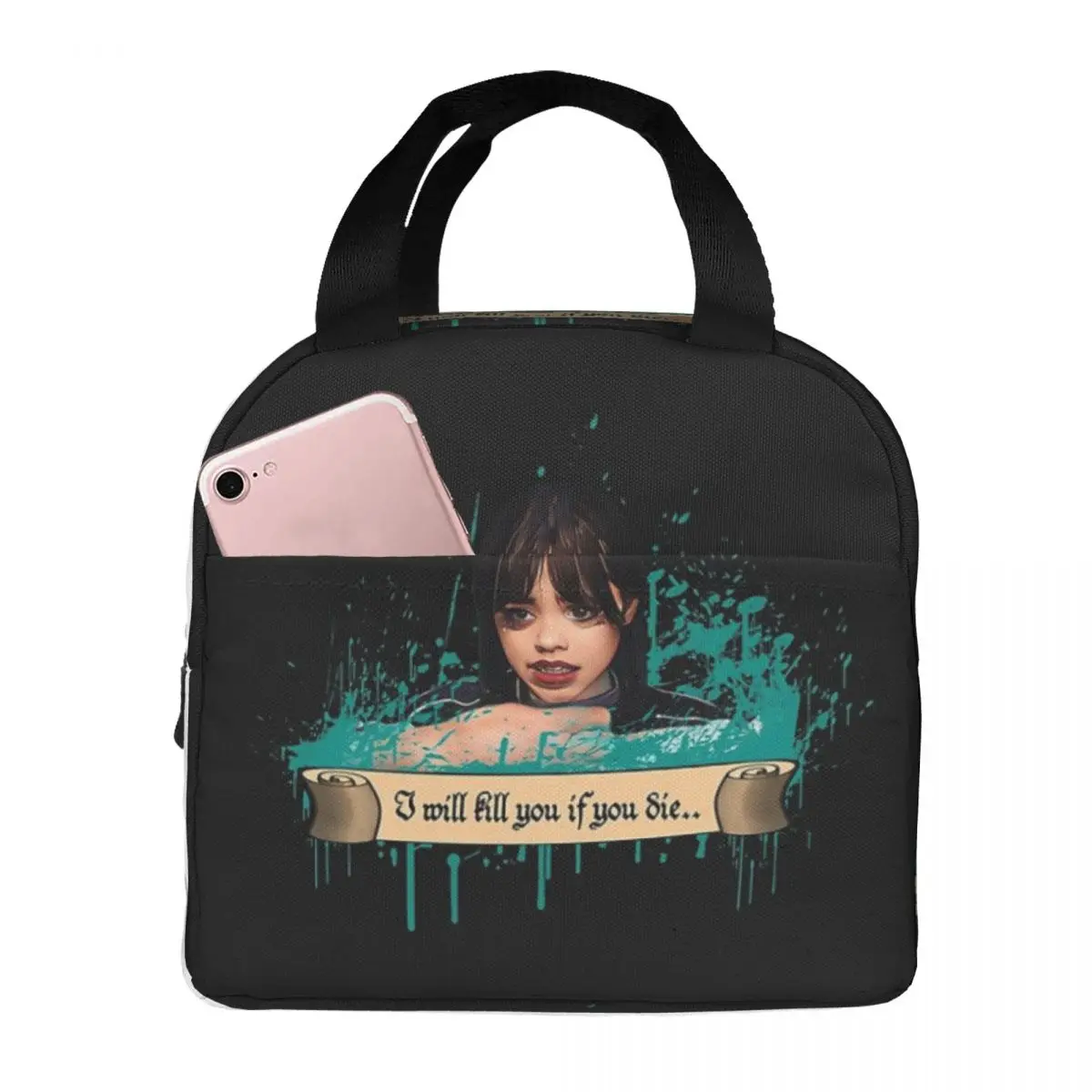 Wednesday Addams Thing TV Series Wednesday Lunch Bags Insulated Bento Box Portable Lunch Tote Picnic Bags Thermal Bag