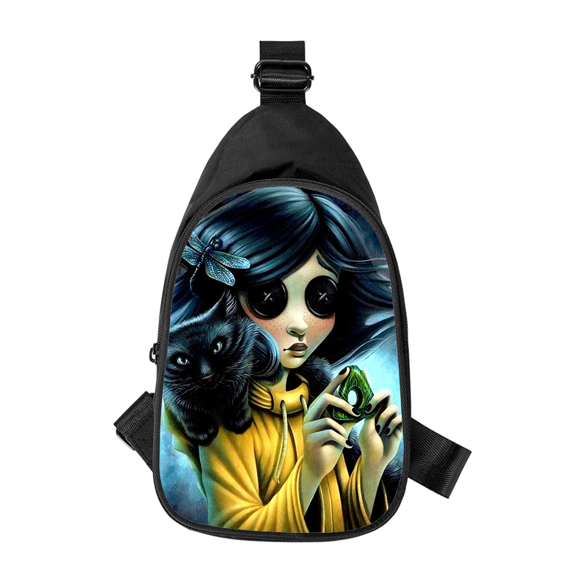 Coraline the Secret Door Print, tas selempang dada pria diagonal, tas bahu suami sekolah motif pintu baru untuk pria