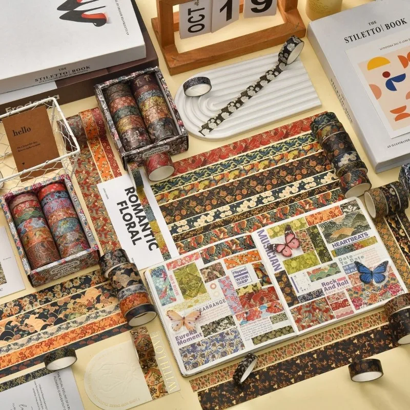 

Kyoto Mist Series Washi Tape Set, Japanese Vintage Decorative for Scrapbooking Home Decor, DIY Journal Gift Wrapping, Removable