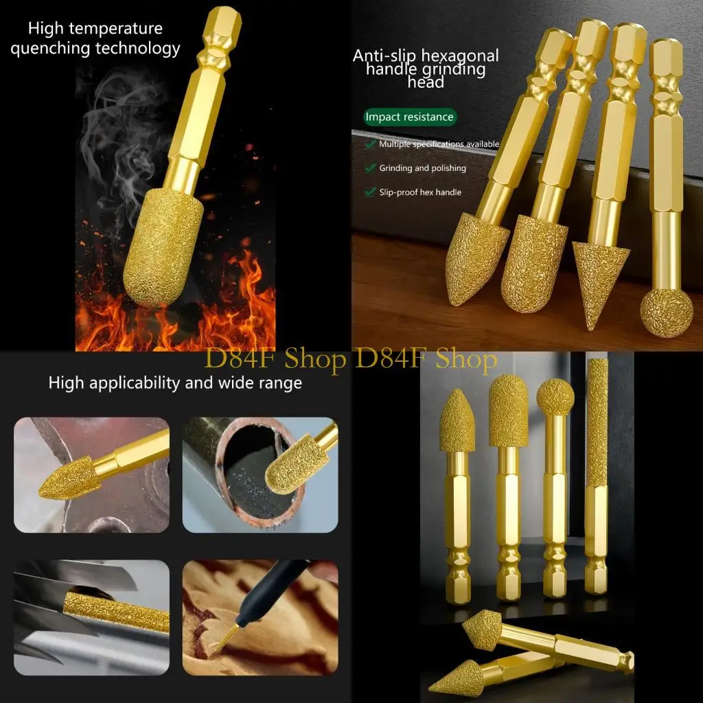 

D84F шестиугольные хвостовые бриллианты Burr Scleding Head для того, чтобы вырезать бит на стеклянном камне из нержавеющей стали