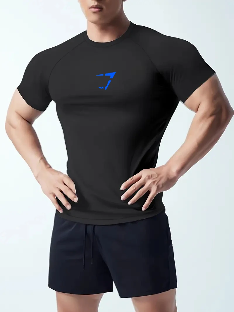 Fitness T-shirt with high elasticity, quick drying and breathable short sleeves suitable for sports running and fitness clothes image 5