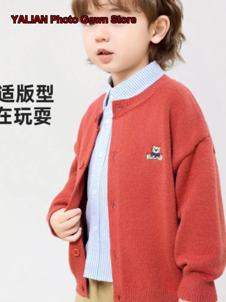 Girls Knit Top Kids Spring Boys Jacket Multi-Dopamine Colorful Open Front Top