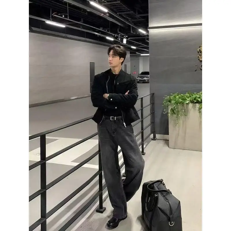 

Мужские джинсы прямого кроя в стиле ретро, винтажные, износостойкие, повседневные, из смесового хлопка и полиэстера, на все сезоны, классические