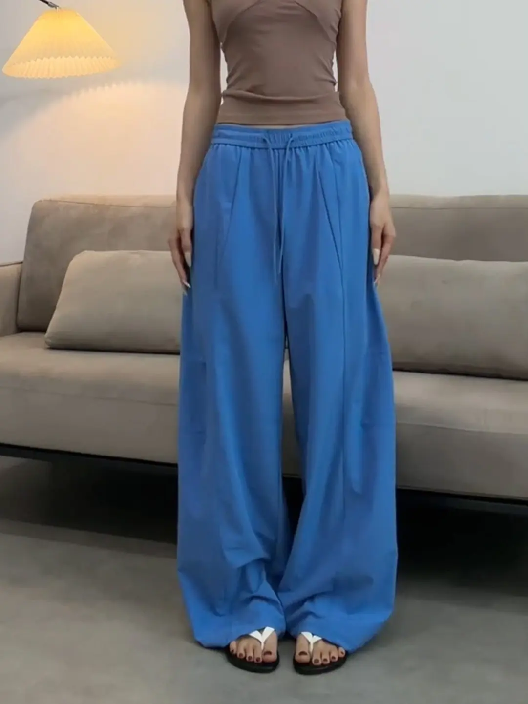 

Blue American Loose Slimming Thin Wide Leg Pants Straight Cut Versatile Summer New Style Casual Pants for Young Women