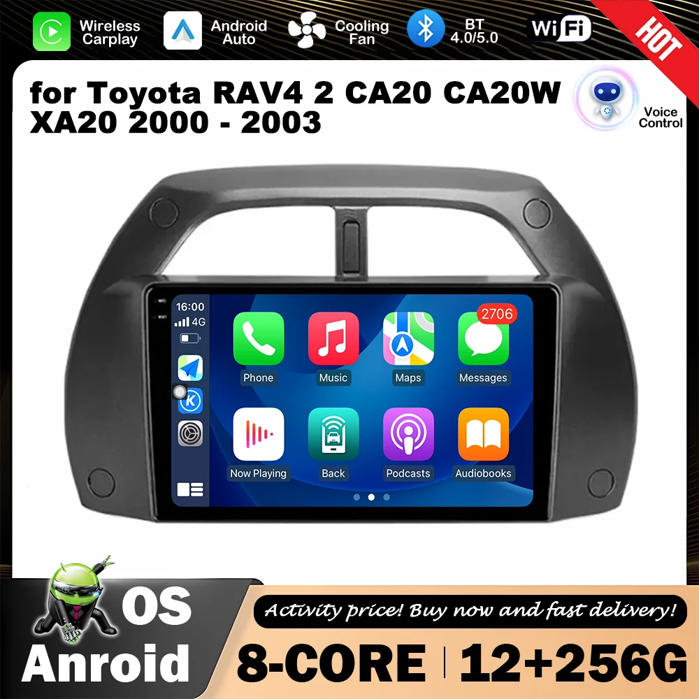 9 inch Car Radio Multimedia Player for Toyota RAV4 2 CA20 CA20W XA20 2000 - 2003 Wireless Android OS Bluetooth GPS Navi WiFi 4G