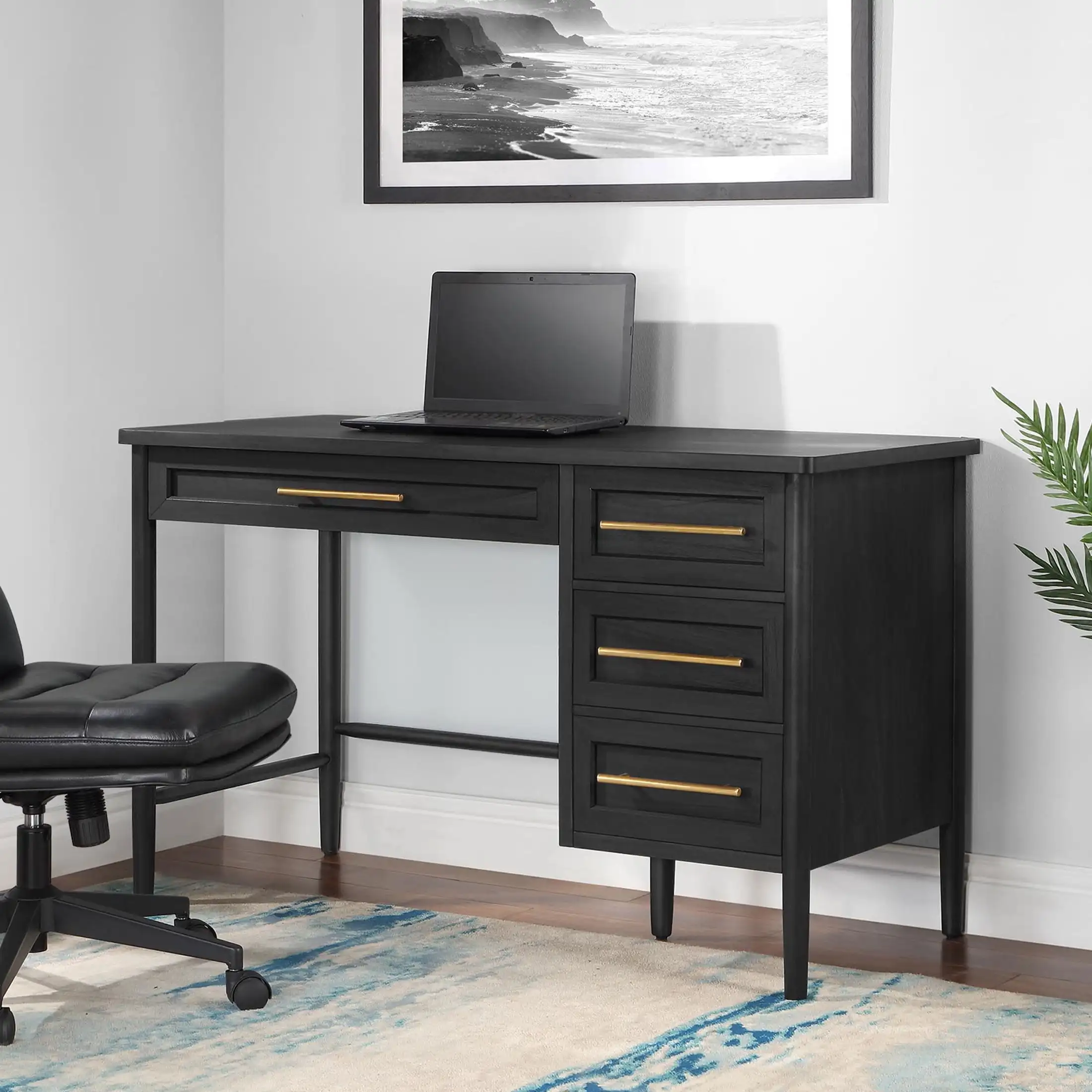 Oaklee Writing Desk, Charcoal Finish Home office combines elegance and functionality to provide ample storage space