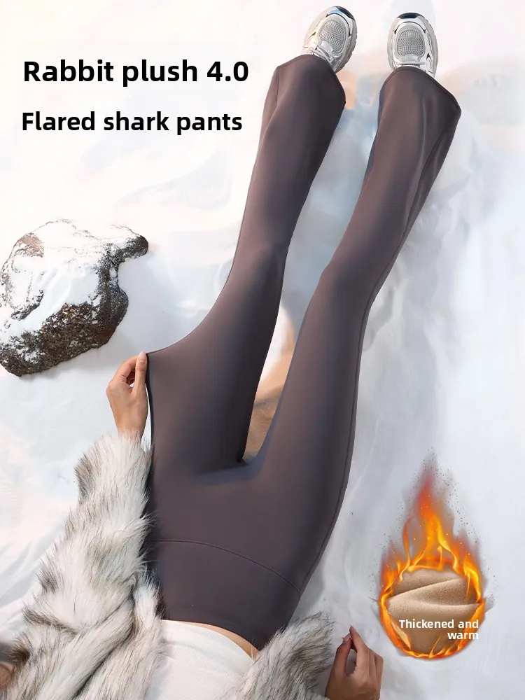 

Женские зимние брюки для йоги с высокой талией, на флисовой подкладке, с эффектом утяжки живота, микро-клеш, повседневные, для активного отдыха