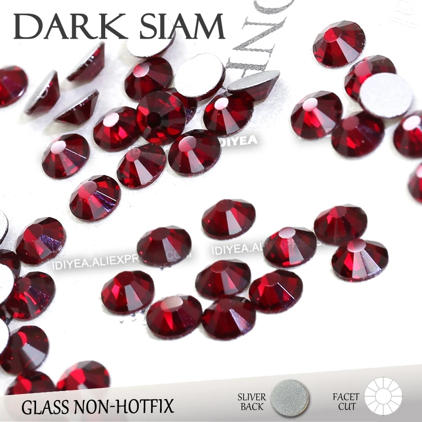 Dark Siam ss16 ss20 Non HotFix Rhinestone For 3D Nail Sequins Design Crystal Glitter Strass Glass Sticker For Manicure Art Decor