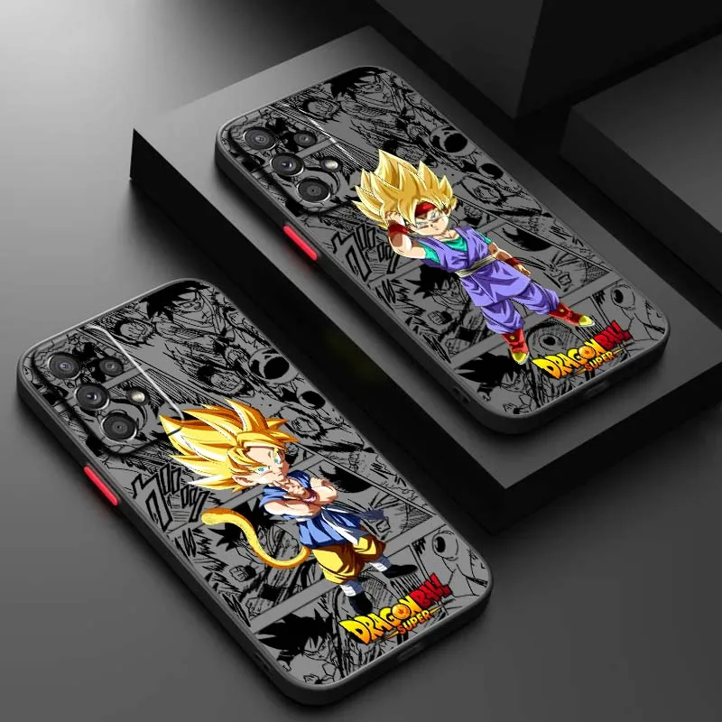 

Cute Anime Son Goku Phone Case For Samsung A73 A72 A71 A55 A54 A53 A52 A51 A35 A25 A15 A14 5G Frosted Translucent