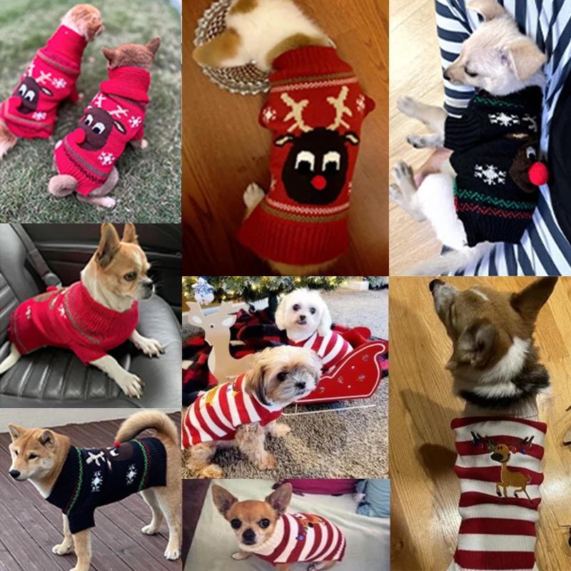 Winter Dog Clothes Christmas Holiday Sweater Chihuahua Teddy Outfit coat for Small Medium Large Dog and Cat  Autumn  Warm