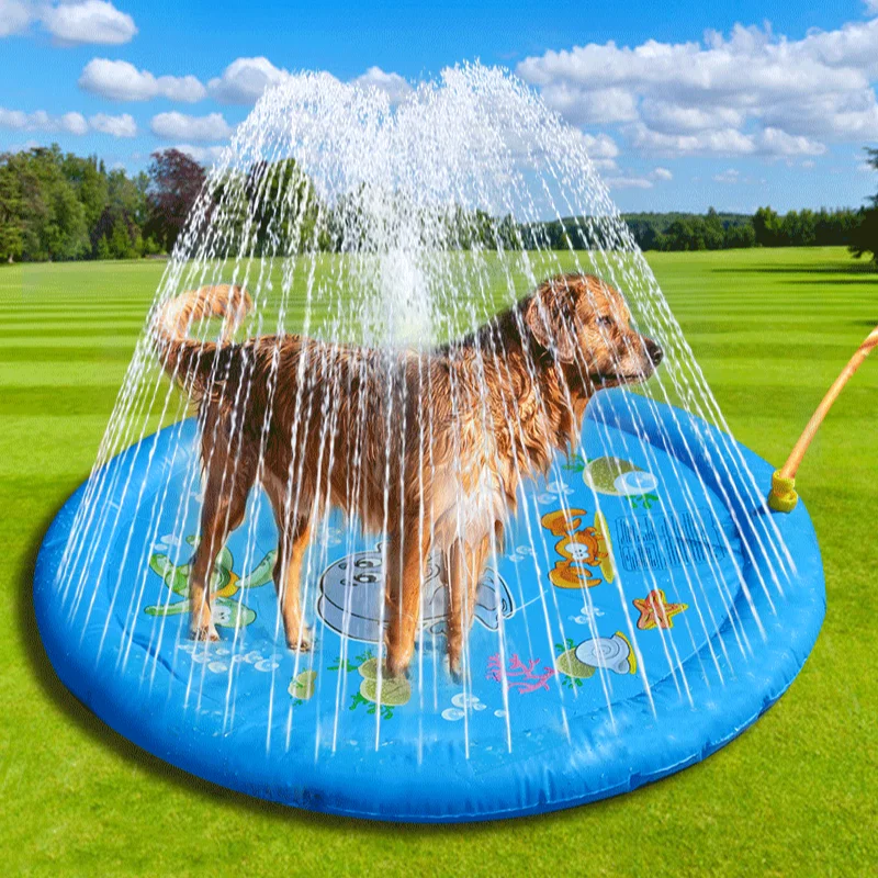 100/170cm tappetino gonfiabile per animali domestici per bambini gioco all'aperto giocattolo interattivo per spruzzi d'acqua per cani tappetino per giochi d'acqua per prato all'aperto