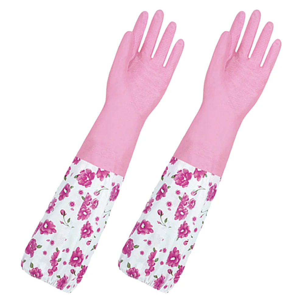 

1 Pair Lined Household Cleaning Gloves Kitchen Dishwashing Reusable Protective Non Slip Lightweight Gardening Food Prep Washing