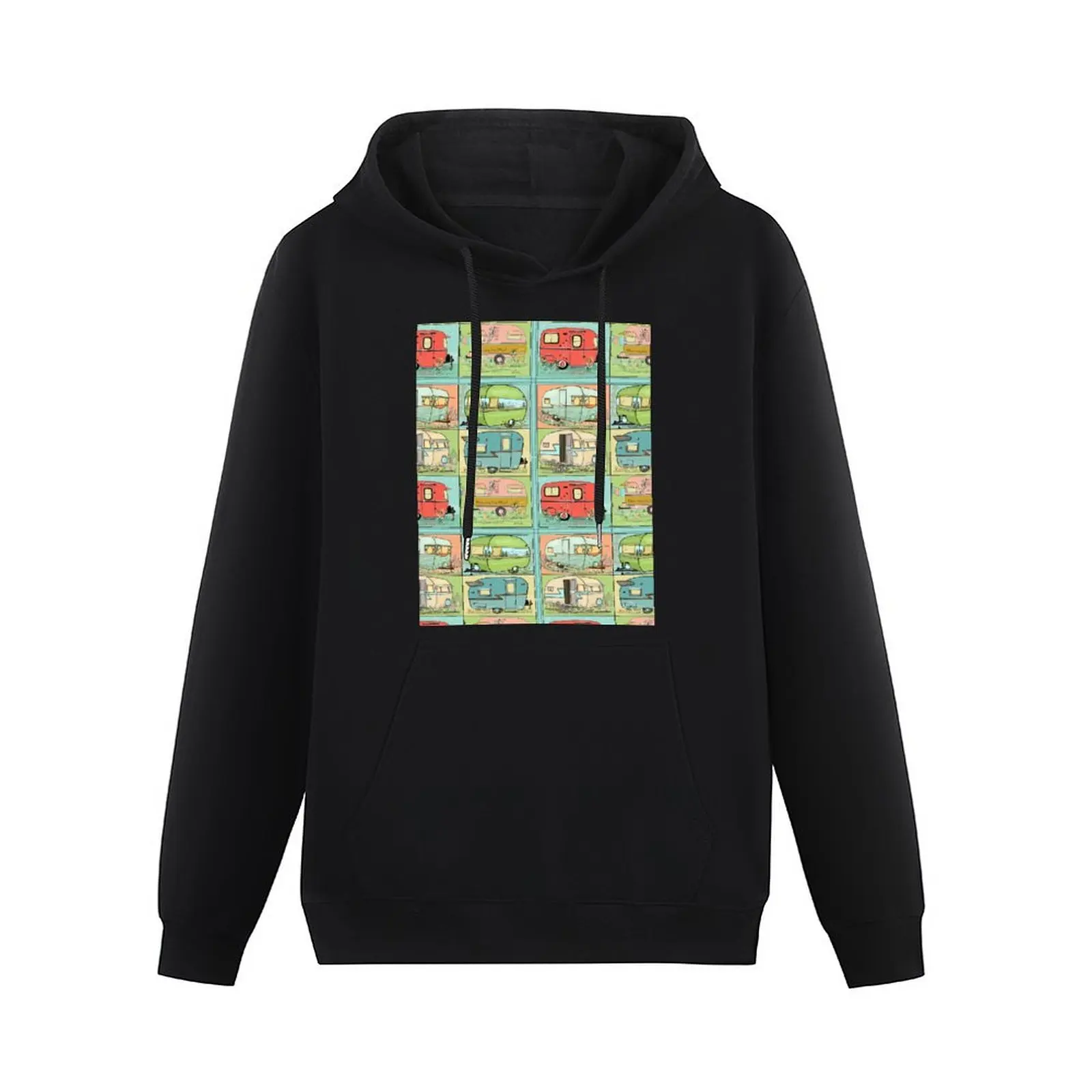 Camping Glamping in Vintage Trailers! Pullover Hoodie men clothes japanese style blouse clothes for men oversized hoodie